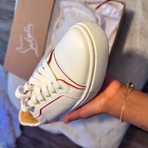 Christian Louboutin White and Red Men's Sneakers - Picture 2 of 3